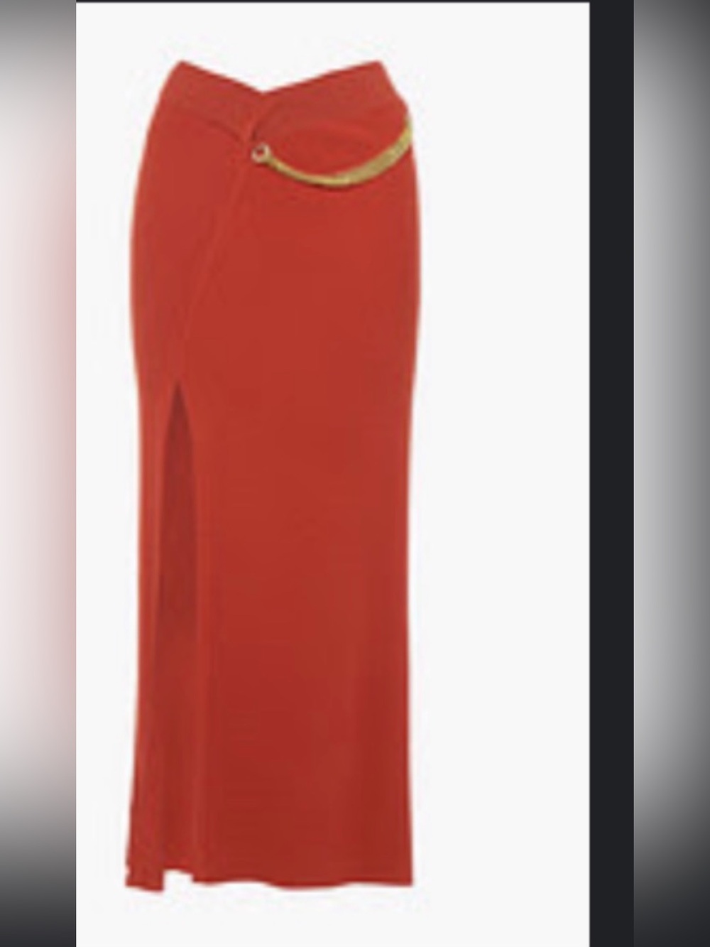 NICHOLAS Rust-Red Maxi Skirt with Gold Chain Detail